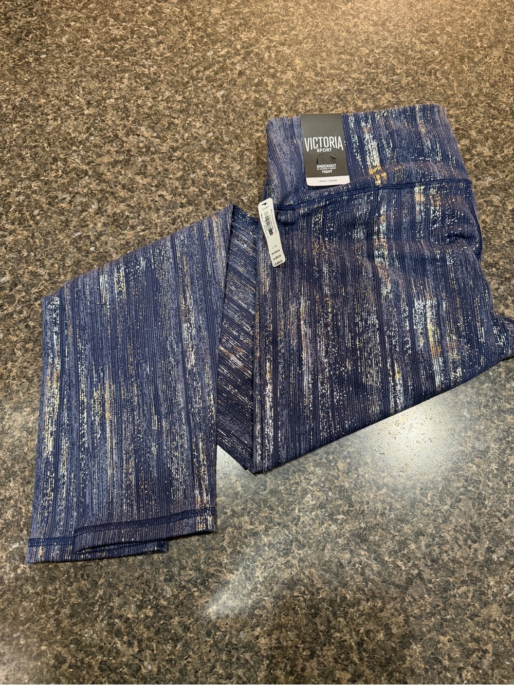 Victoria's Secret Sport - Navy Metallic-Striped Jeggings